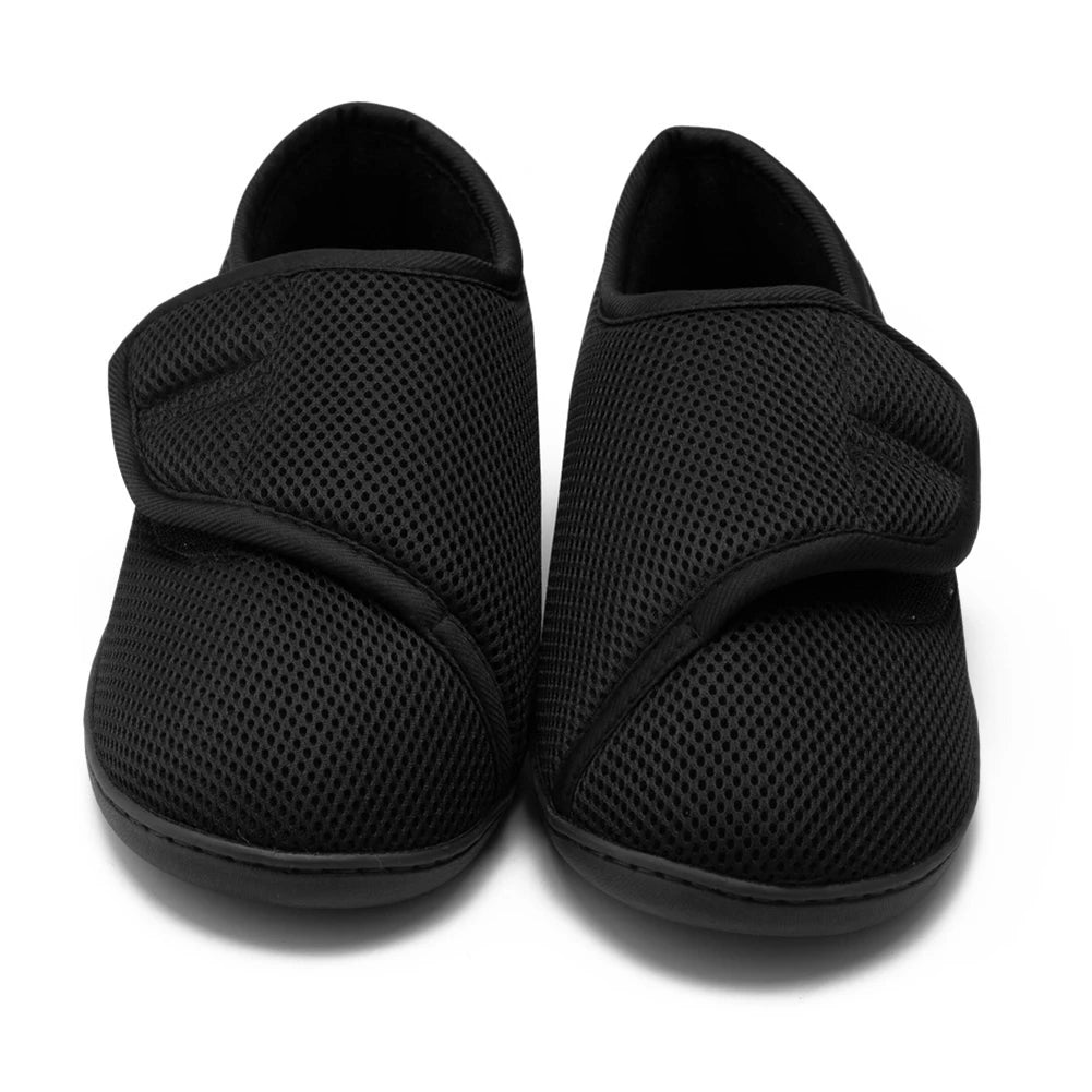 Unisex Diabetic Shoes Wide Walking Shoes Plush Lining Slip-On Orthopedic Shoes Hook and Loop Sneakers for Swollen Feet