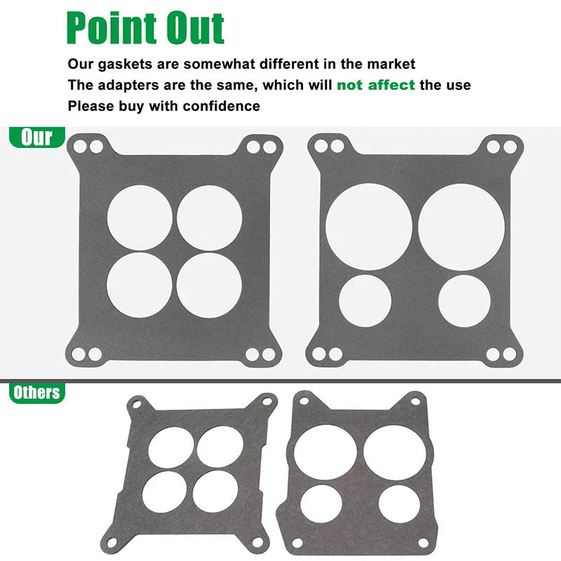 Edelbrock 2696 Carburetor Spacer Four-Hole Square-Bore to Spread-Bore For Quadrajet & Thermo-Quad Manifold Base 0.85in Venturi