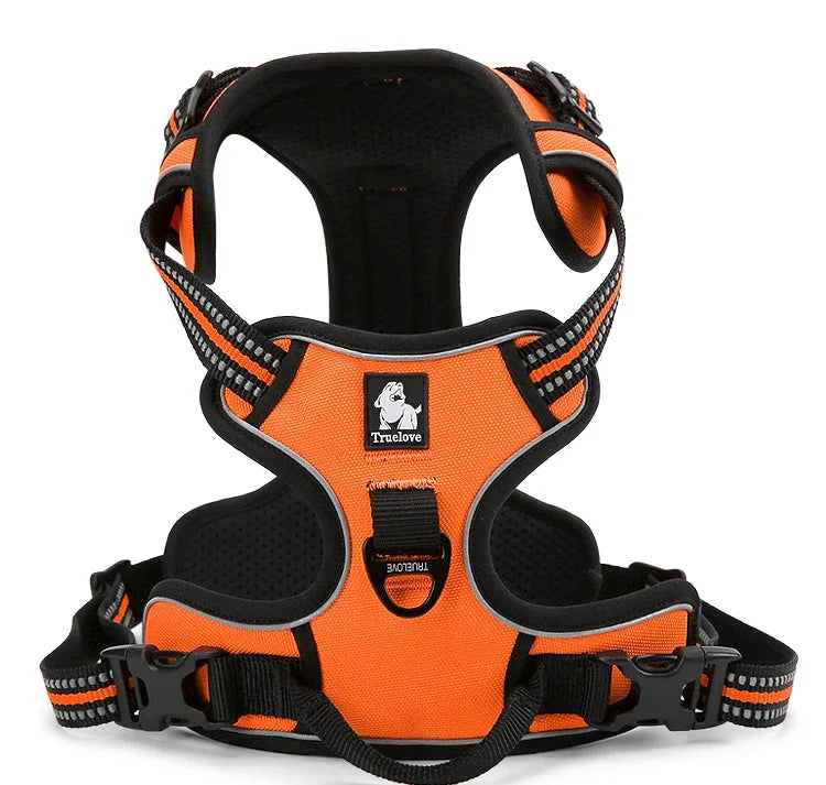Truelove Pet Harness Reflective Nylon Large Pet Dog Harness All Weather Padded Adjustable Safety Vehicular Leads for Dog TLH5651