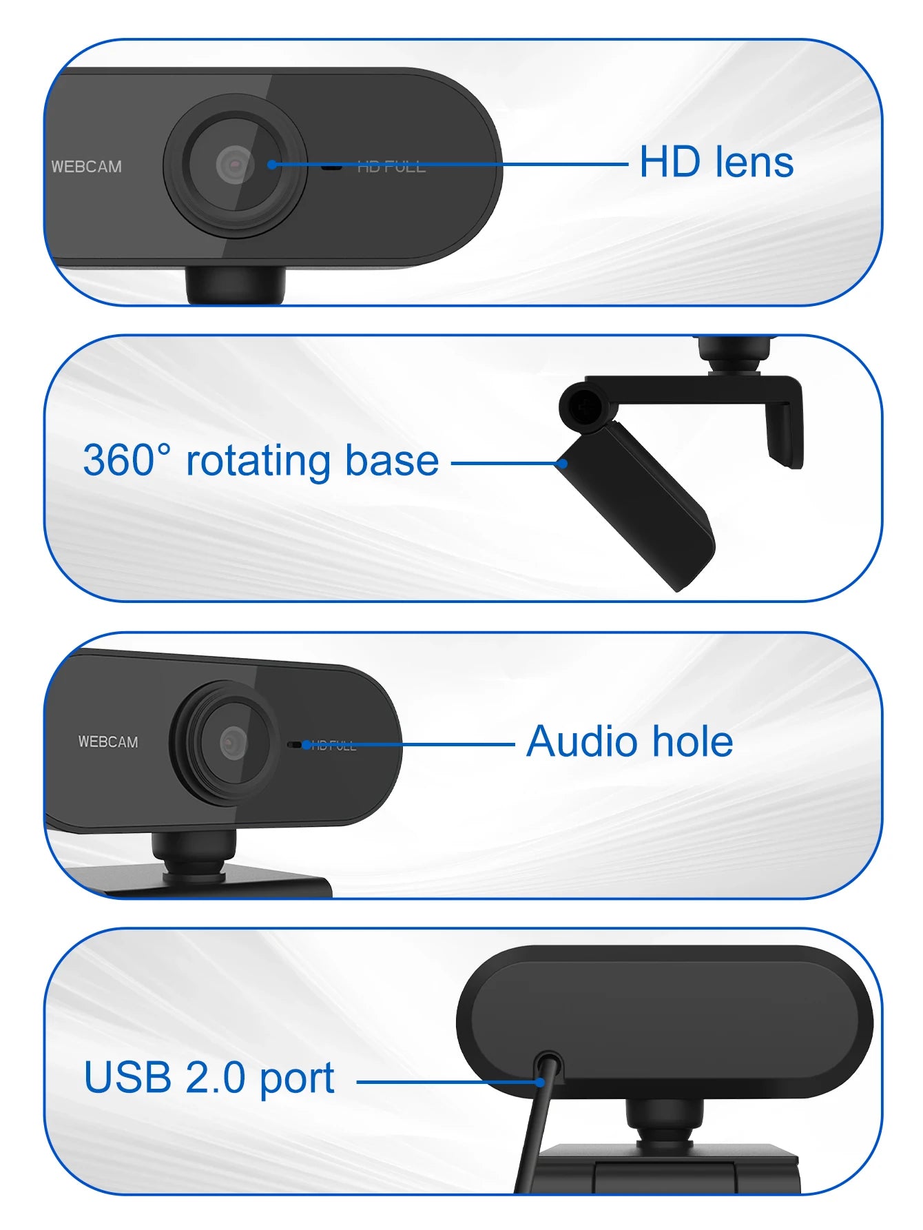 Computer camera 1080P network high-definition USB live streaming camera Driver-free online classes and meetings live streaming W
