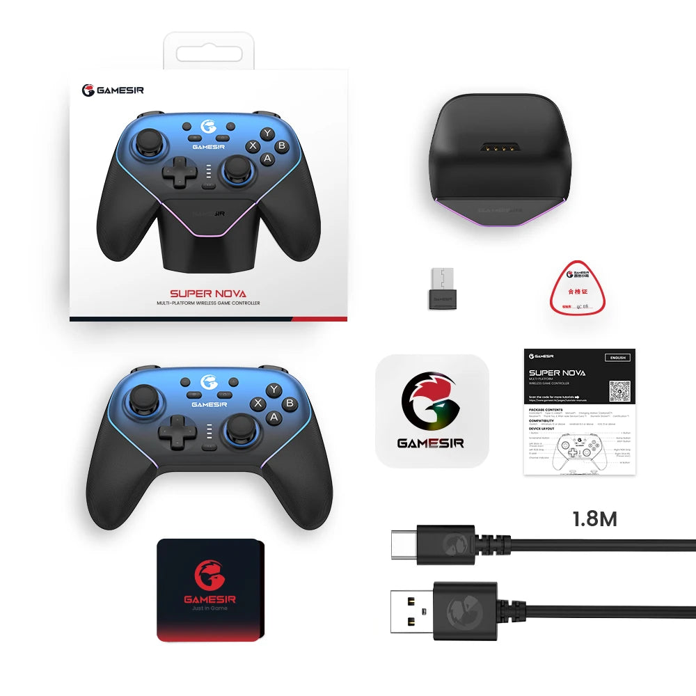 Original GameSir Super Nova Wireless Switch Controller with Charging Station, Hall Effect Joystick for PC Switch Android Phone