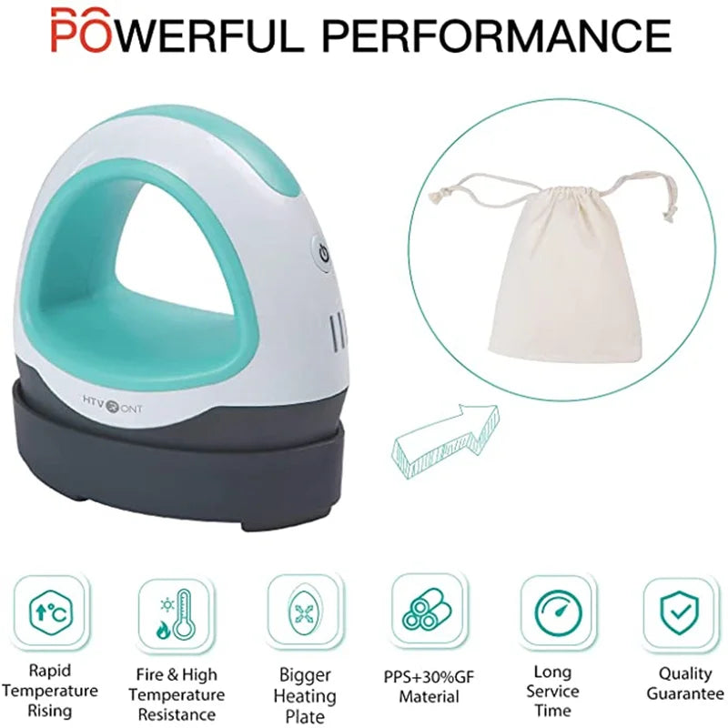 HTVRONT Portable MINI Heat Press Machine DIY Auto Easy Heating Transfer Iron On HTV for Clothes Bags Shoes Hat T-shirts Printing
