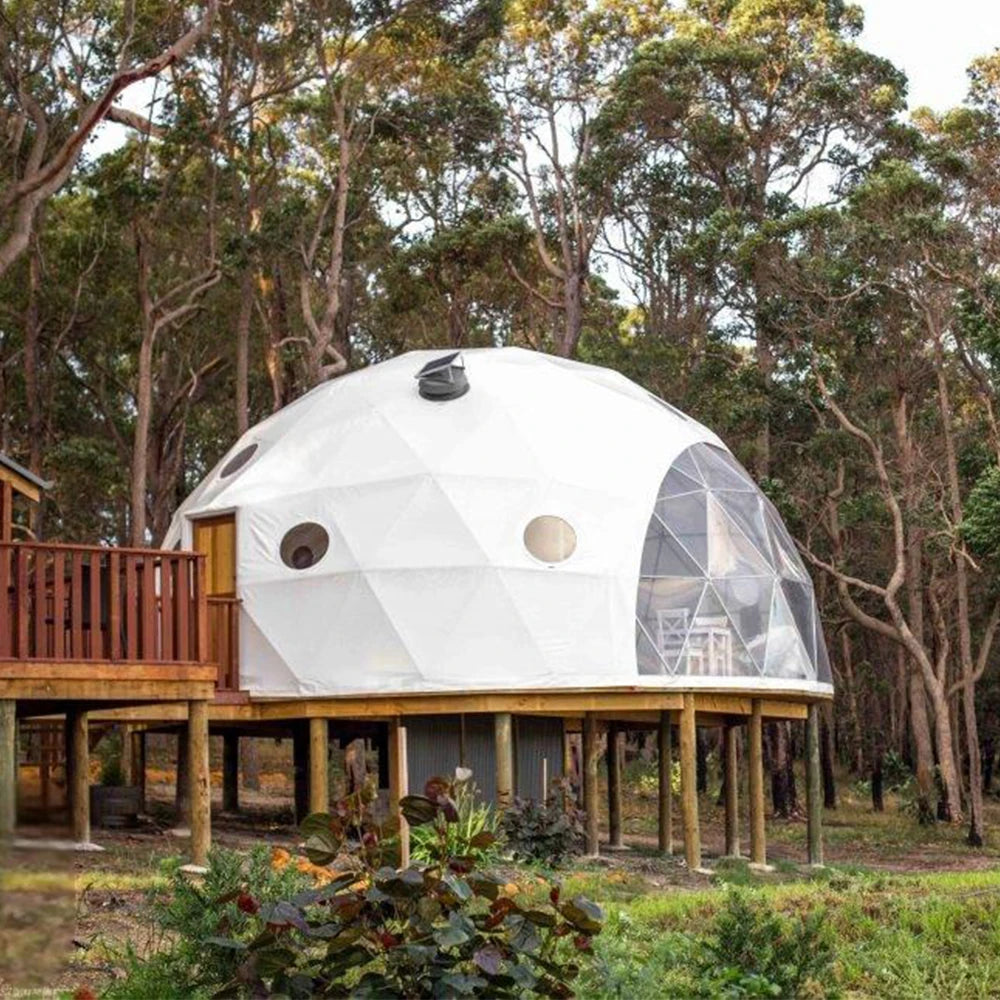 Factory  Stock Luxury Geodesic Dome Tent 6M Durability Geodesic Dome PVC Tent Hotel Factory Tent For Glamping Resort Commercial