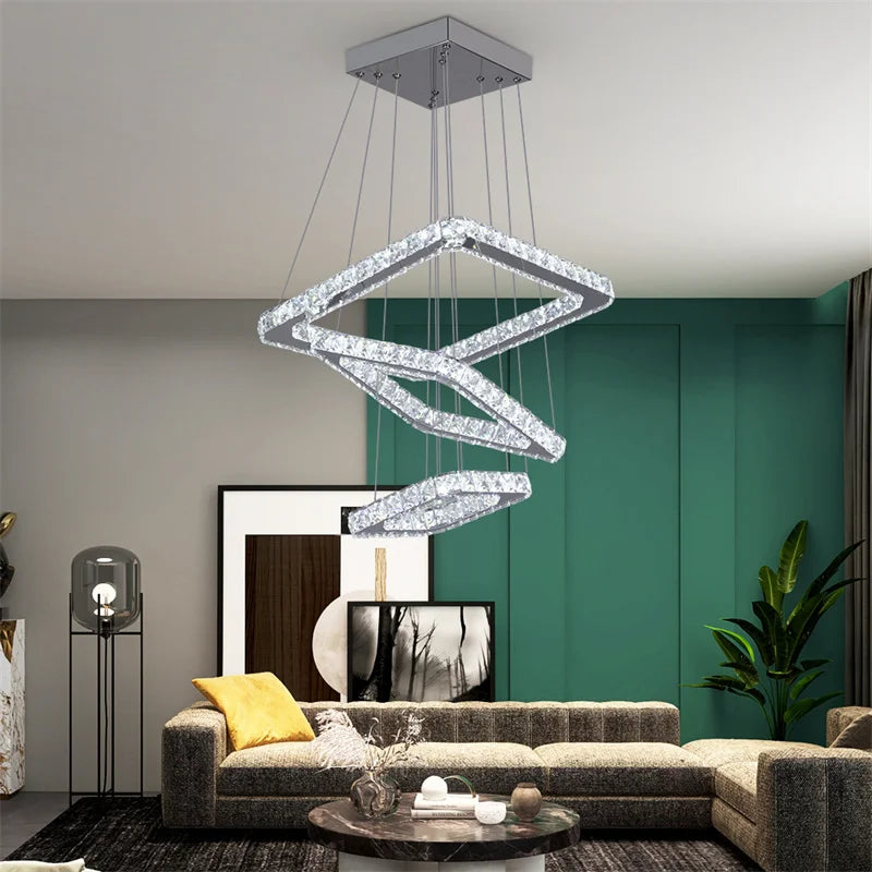Modern Crystal Chandeliers Ring-Shaped Pendant Lights Living Room And Kitchen Decoration Led Ceiling Lamps Hanging Luminaire