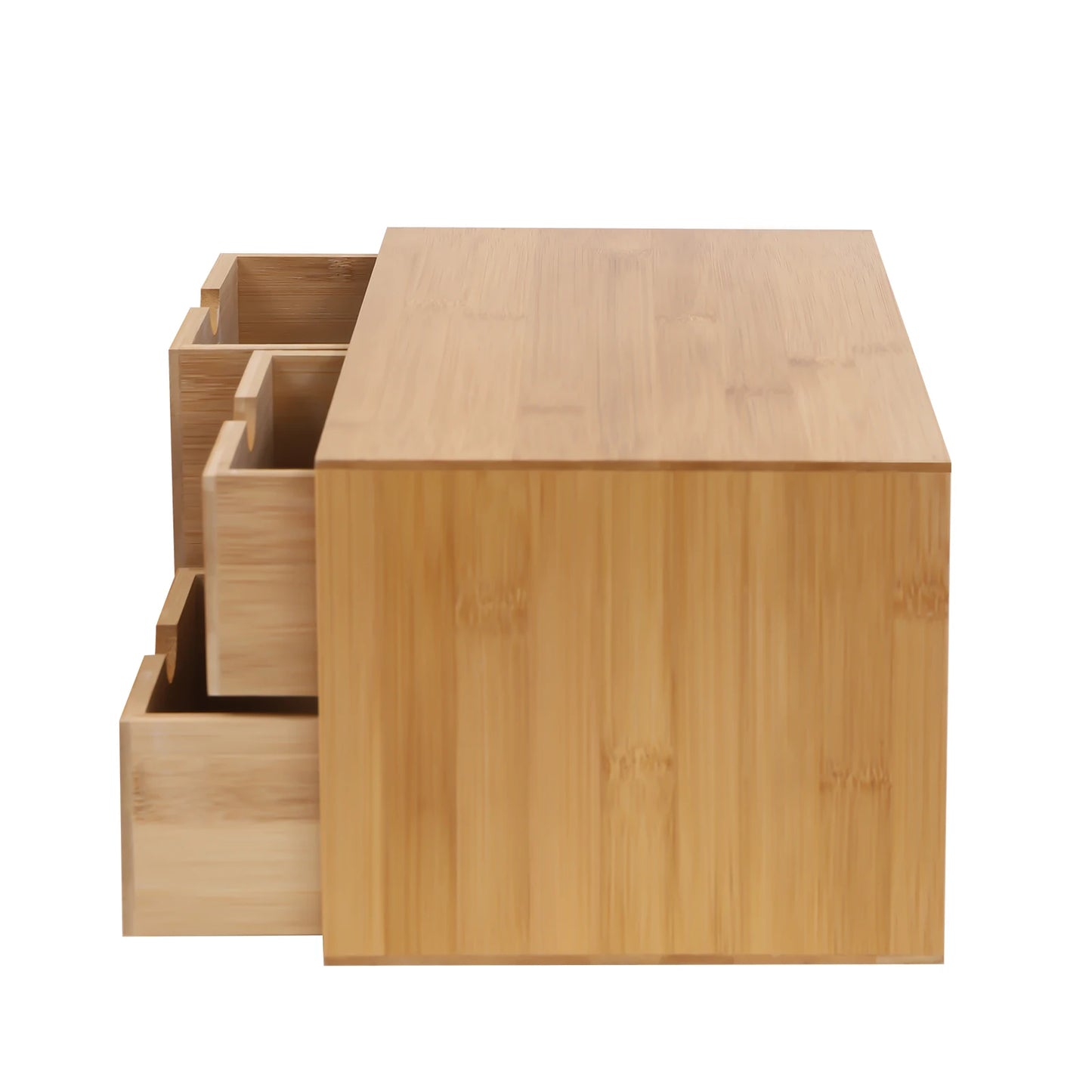 Bamboo Desk Drawer Organizer Tabletop Storage Cabinet Corner Desk Organizer W/3 Drawers for Home Office Supplies,33*19*16cm