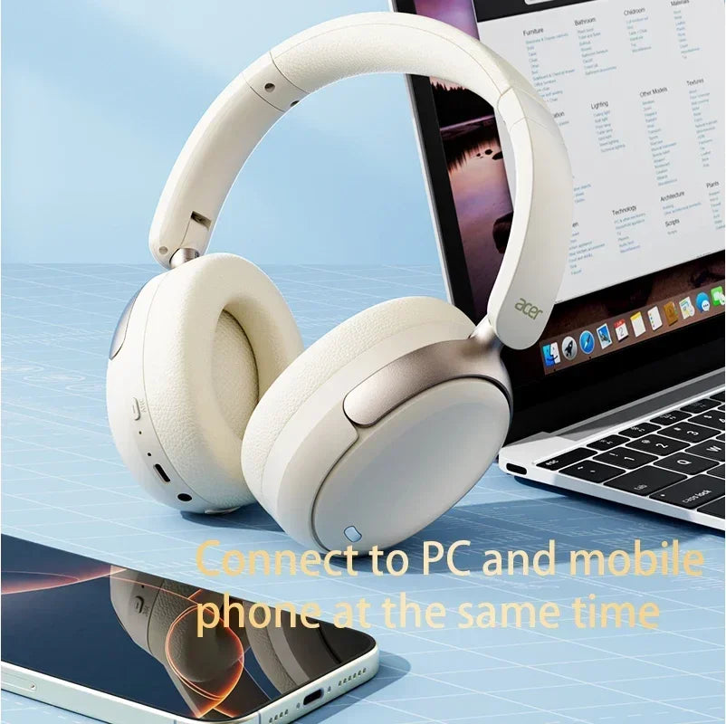 Acer OHR516 ANC Wireless Bluetooth 5.4 Headphones 48dB ANC Headsets 40mm Dynamic Driver 100H Playtime with LDAC Earphones