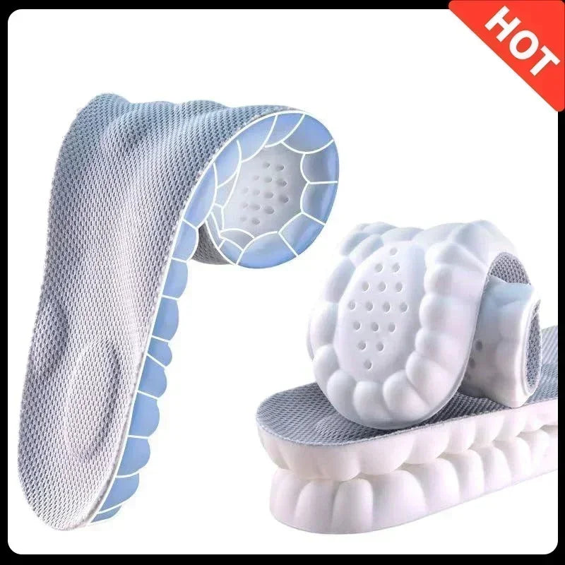 4D Cloud Air Cushion Insoles: Memory Foam Comfort + Acupressure Massage, Sweat-Absorbent Design