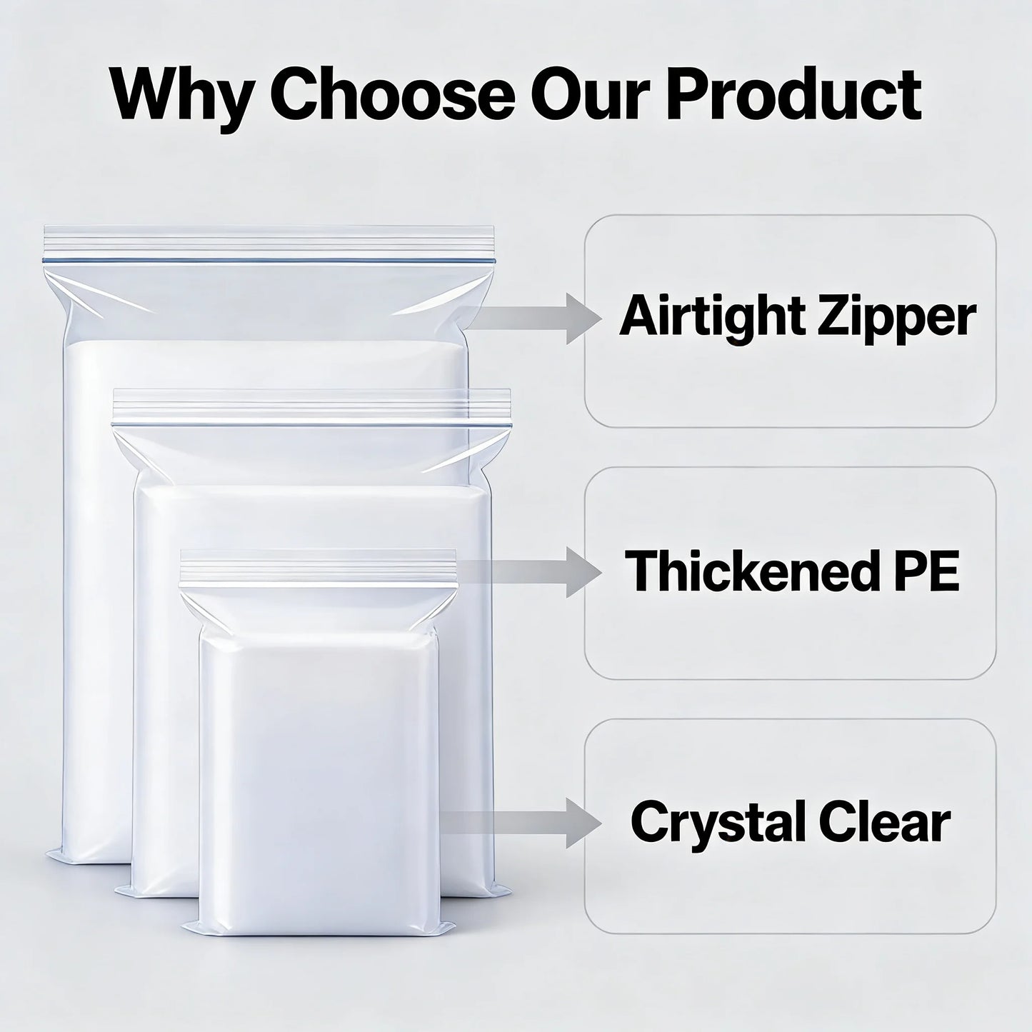 3 Size Reusable Storage Bags Transparent Leak Proof Freezer Bags Airtight Seal for Food Fruit Veggie Storage