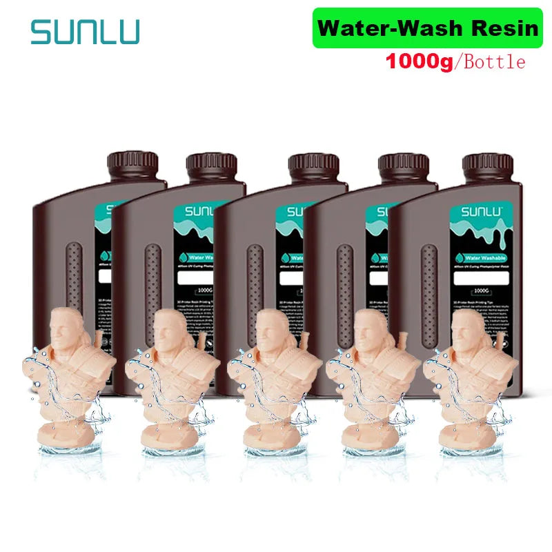 SUNLU 5KG Water Washable 3D Printer Resin 395-405nm 1kg 3D Resin Fast Curing 3D Resin for 2K 4K 8K LCD DLP SLA Resin 3D Printer