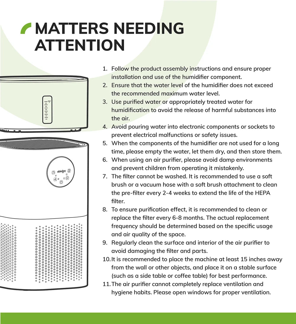 Air Purifier with Humidifier Combo for Home Allergies and Pets Hair, Smokers in Bedroom, H13 True HEPA Filter，2-in-1