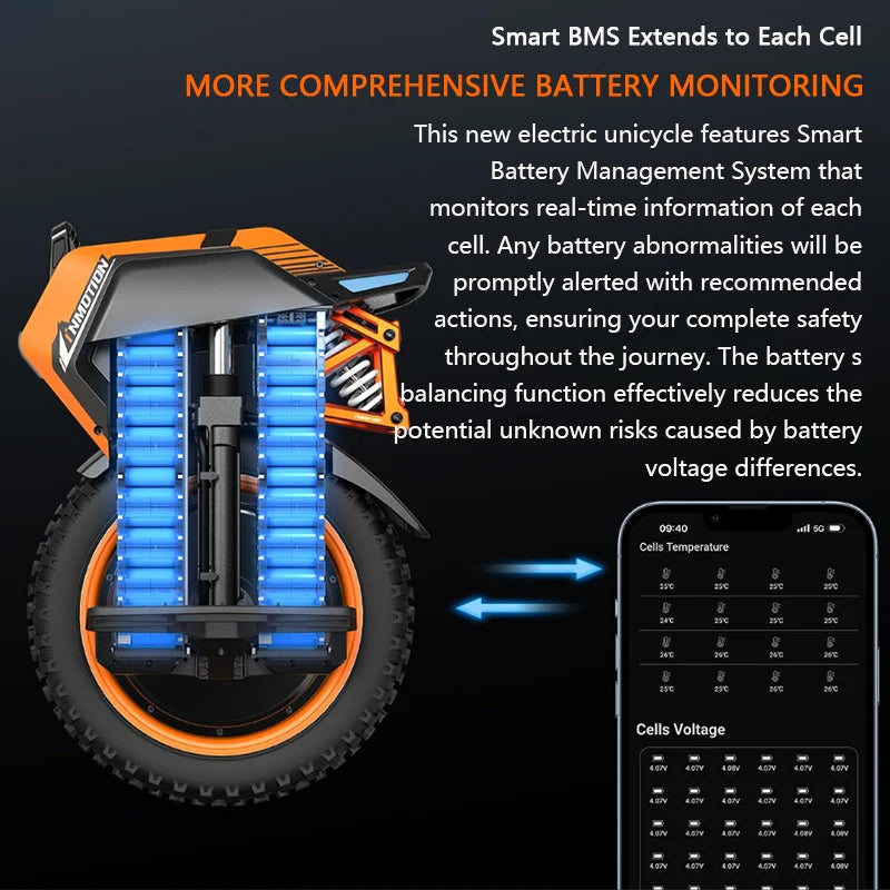RU Stock Original INMOTION Adventure V14 Electric Unicycle 70KM/H 134V 2400Wh 50S Battey C40 9000W Motor 16inch EUC Unicycle