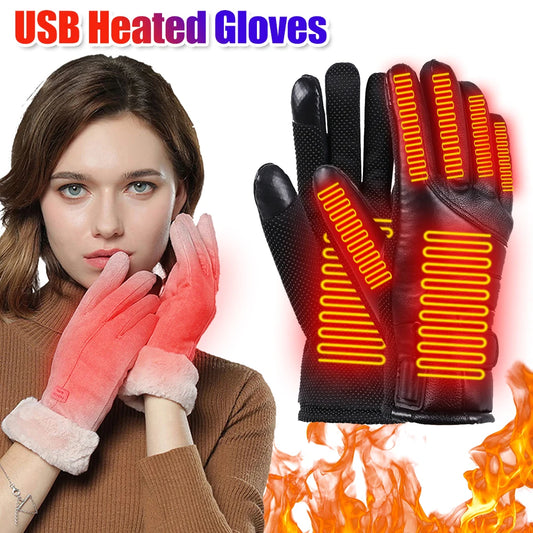 Electric Heating Gloves Men Women Heated Gloves Winter Skiing Snowboarding Can Touch Screen Snow Gloves (Excluding battery)