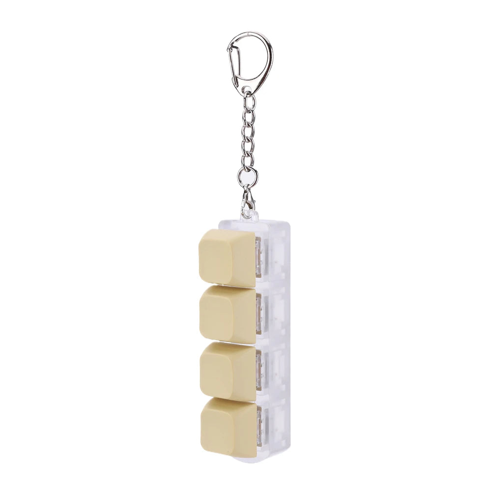 4 Keys Button Keycap Fidget Keychain Keyboard Key Toy Keyboard Clicker Toy Keyboard Cube Toy for Adult Gifts To Relief Pass Time