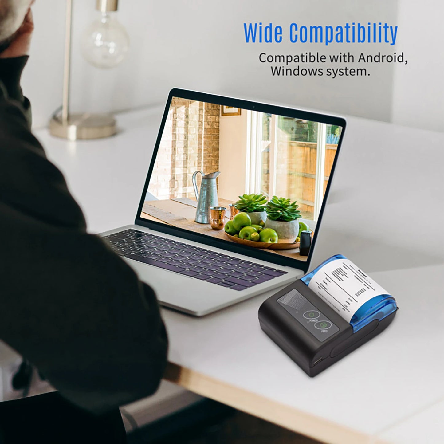 Bisofice Portable Mini Thermal Printer 2 Inch Wireless USB Receipt Bill Ticket Printer with 58mm Print Paper Compatible