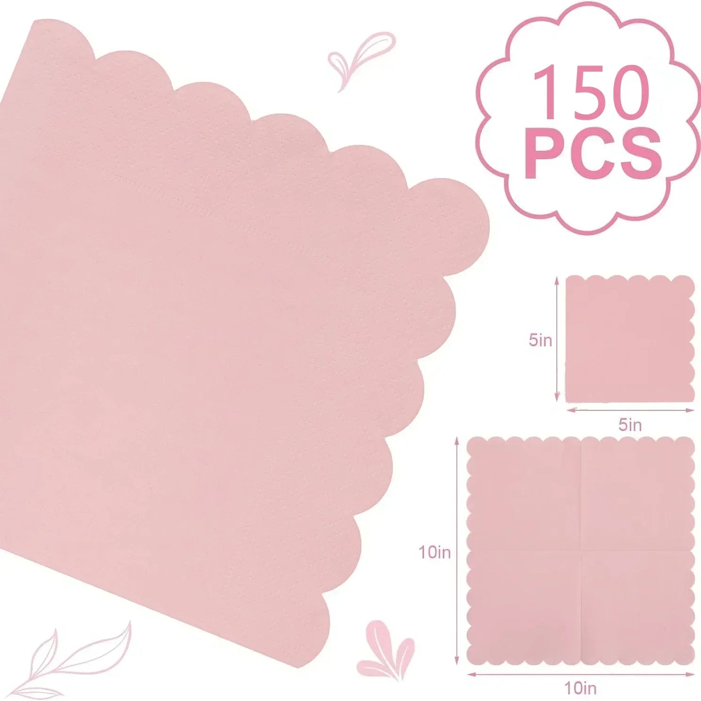 50-300PCS Paper Napkins Disposable Party Napkin Beverage Napkins Scalloped Cocktail Napkins for Wedding Dinner Birthday 5x5Inch