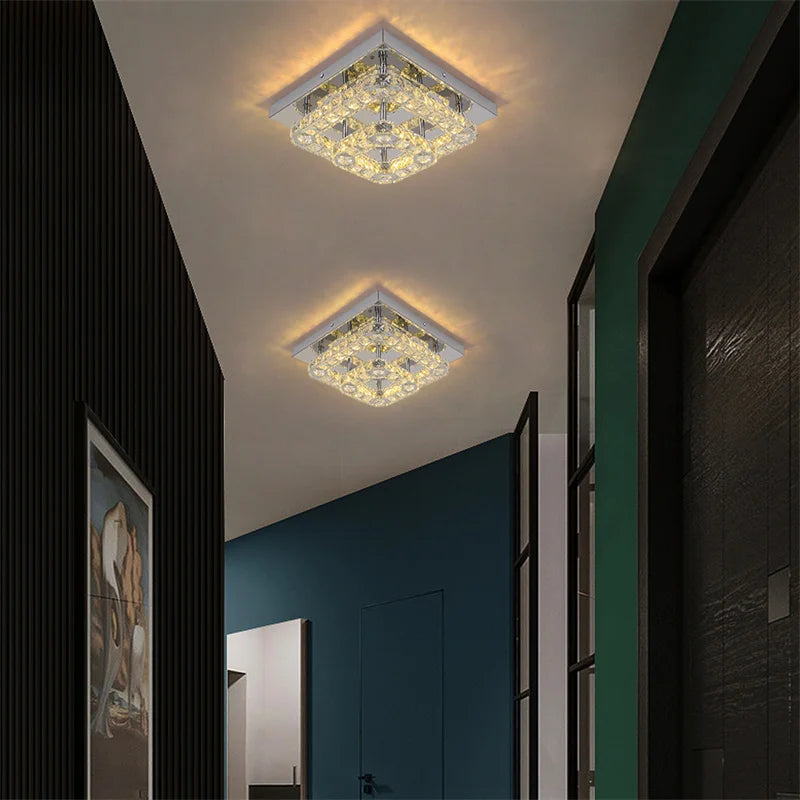 Modern Led Chandelier K9 Crystal Ceiling Lamp Fixture Bedroom Living Dining Room Pendant Light Lustres Home Decor Plafonnier Lum