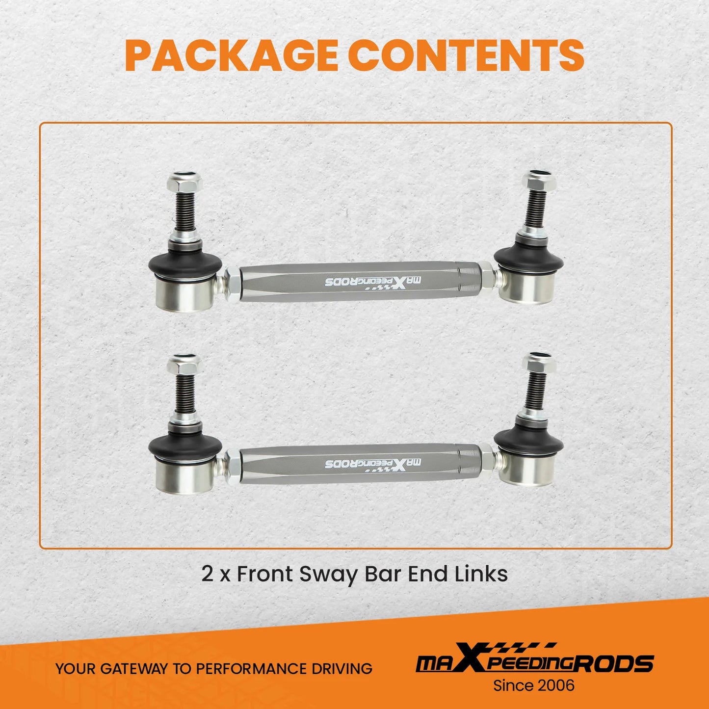 Front Adjustable Sway Bar End Links Universal 180-230mm M10 stud w/12MM Washer 10mm Bolt with 12mm Spacer Washer