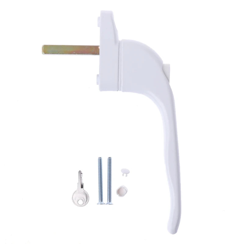 UPVC White Universal Espag Window Handle - Key Locking For Double Glazing