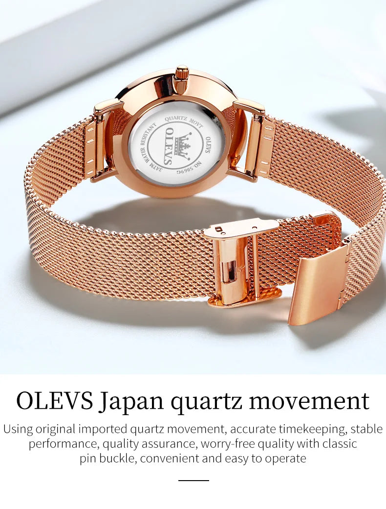 OLEVS 5869 Women Watch Original Brand Simple Mesh Belt Quartz Watch Automatic Date Waterproof Luminous Watches For Women Box