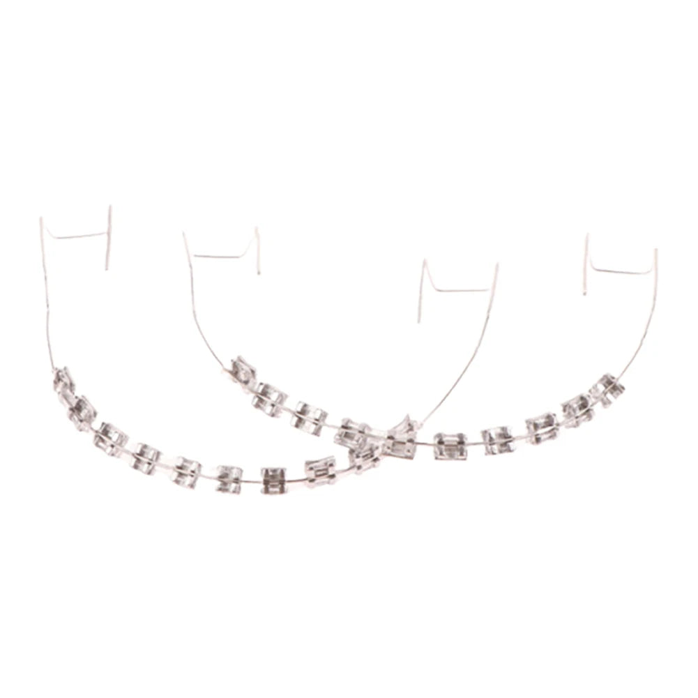 1 Pair Temporary Tooth Decoration Dental Fake Braces with Metal Wires & Bracket Dental Metal Bracket Dental Tool for Tooth Decor