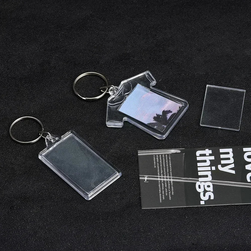 5/50pcs Transparent Rectangle Blank Clear Acrylic Insert Photo Picture Frame Keyring Keychain DIY Split Ring Key Chain 2035