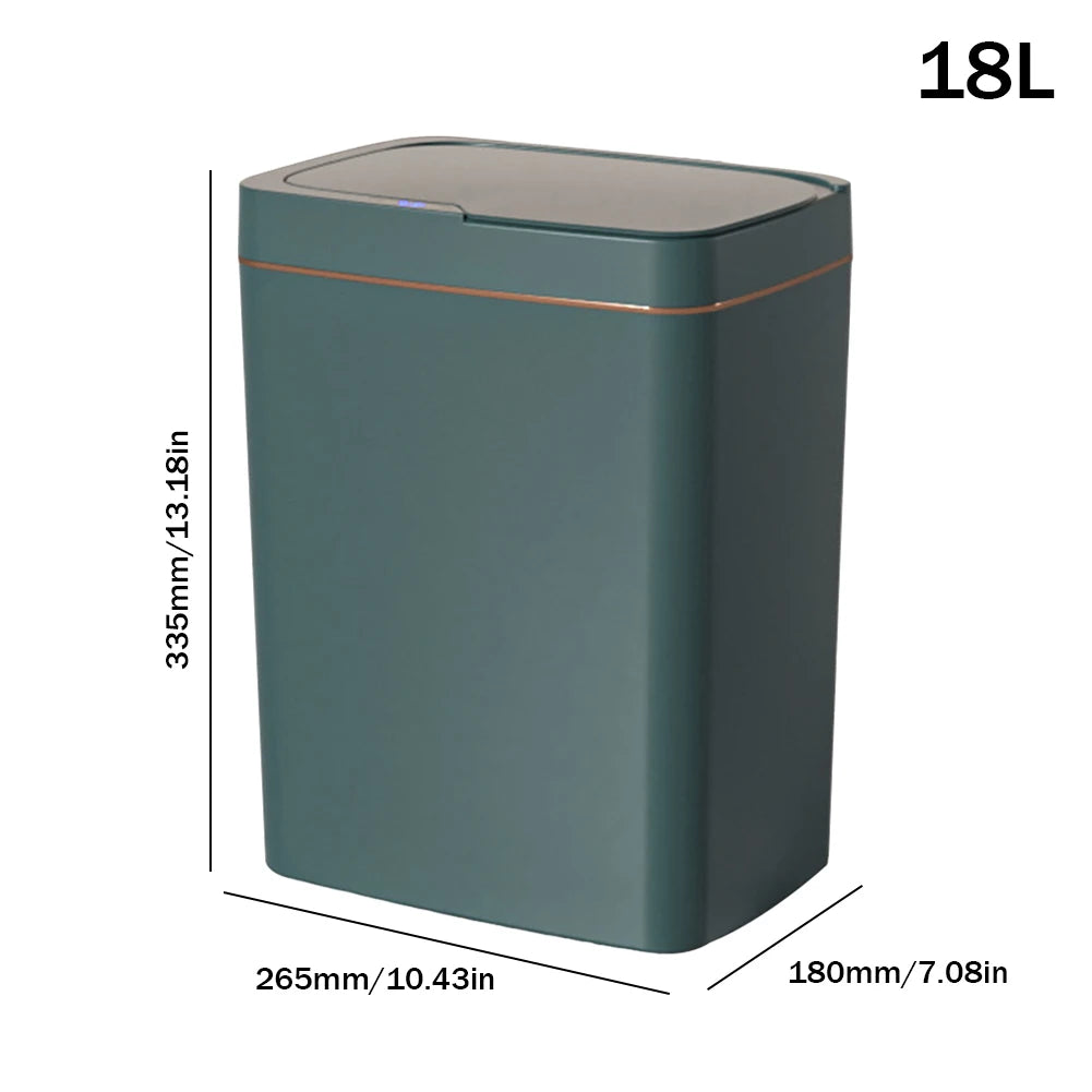 15/18L Smart Sensor Trash Can Waterproof Auto Motion Sensor Rubbish Can Rechargeable Garbage Bucket for Kitchen Bathroom Bedroom