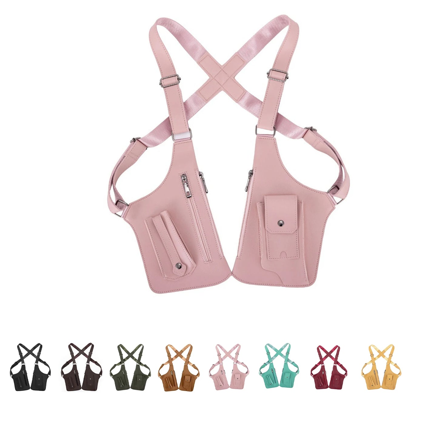 Double Shoulder Armpit Bag, Underarm Shoulder Bag, For Men Holster Bag Pu Leather Underarm Strap Wallet, Waterproof