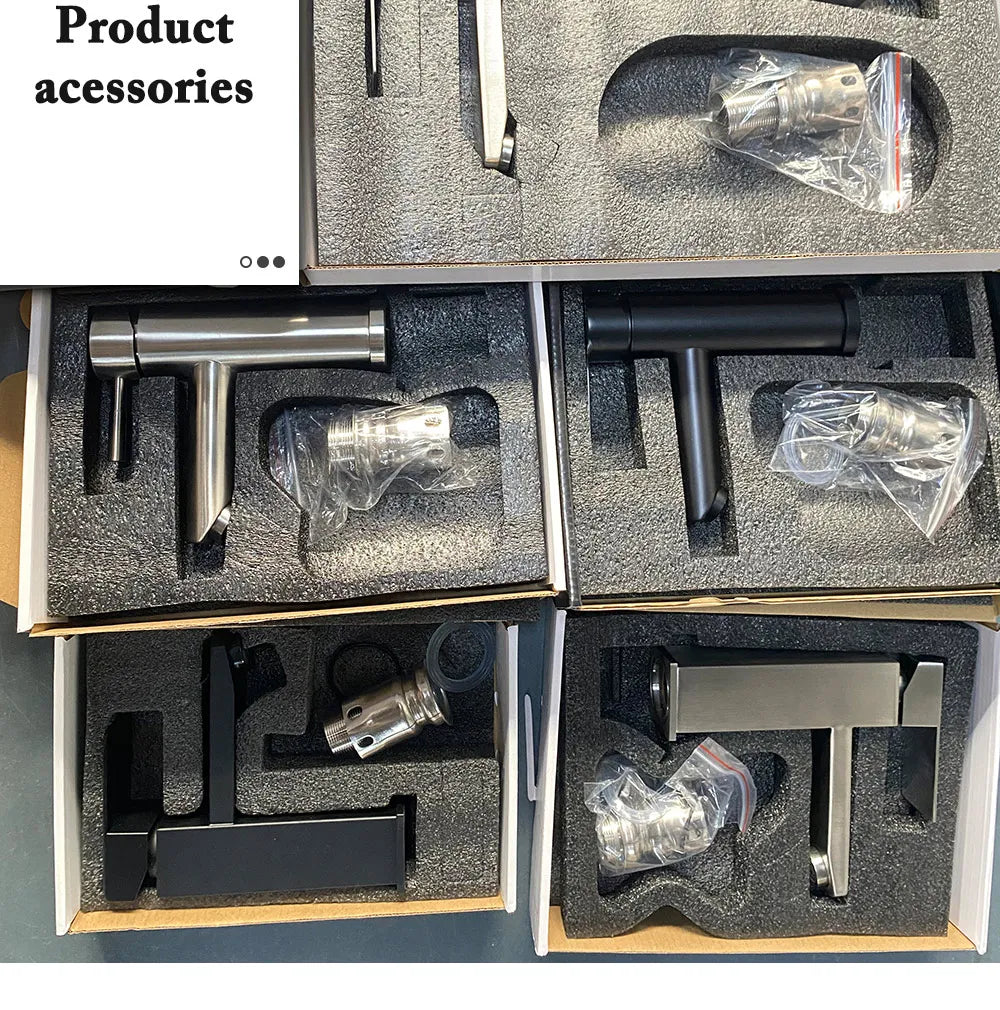 Basin Sink Bathroom Faucet Deck Mounted Hot Cold Water Basin Mixer Taps Matte Black Lavatory Sink Tap Crane（hose not  include）