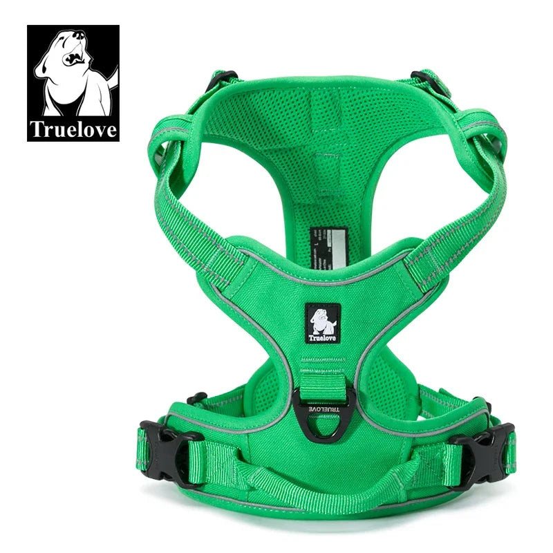 Truelove Pet Harness Reflective Nylon Large Pet Dog Harness All Weather Padded Adjustable Safety Vehicular Leads for Dog TLH5651