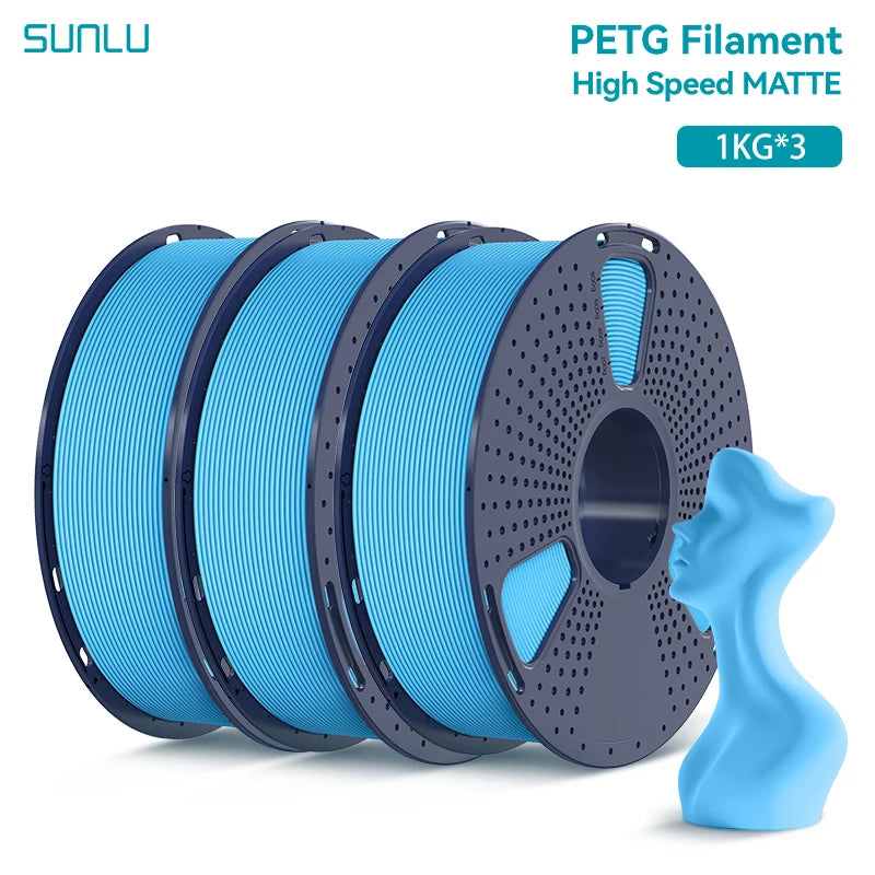 SUNLU 3KG High Speed Matte PETG Filament 1.75mm 1kg Spool (2.2lbs) High Speed Printing Filament Fit Most FDM Printer