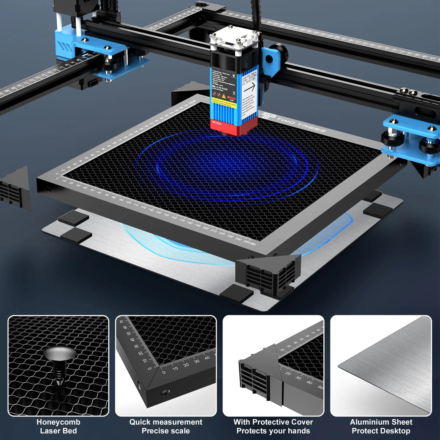 TWOTREES Laser Cutting Honeycomb Working Table for CO2 or diode Laser Engraver Cutting Machine Multiple sizes Honeycomb Panel