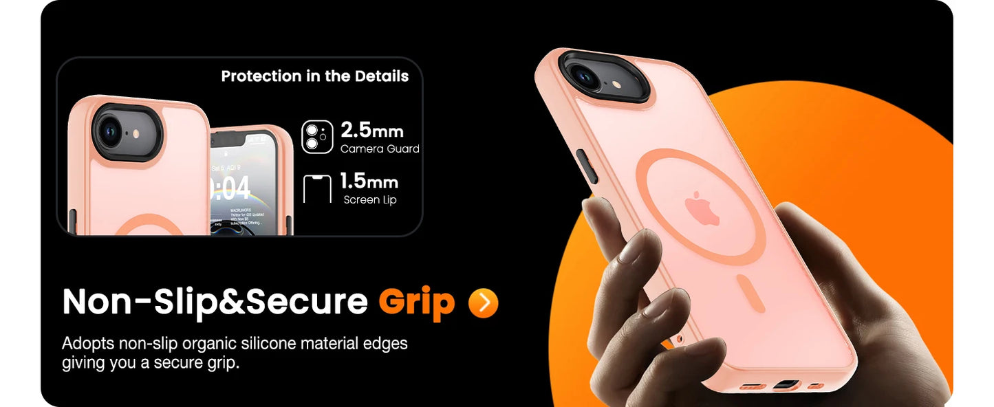 for iPhone 16E/iPhone 17E Case with Screen Protector, [Compatible with Magsafe] Ultra Slim Translucent Matte Shockproof Protecti