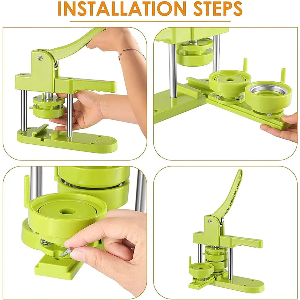 Badge Pin Button Maker Machine DIY 25/32/37/44/58MM Badges Set with 100Pcs Button Parts+Circle Cutter, Badge Press Maker Machine