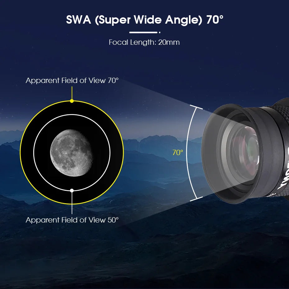 Svbony Telescope Illuminated Single Crosshair Eyepiece 20mm SWA 70° Adjustable for Perfectly Guided Astrophotography SV152