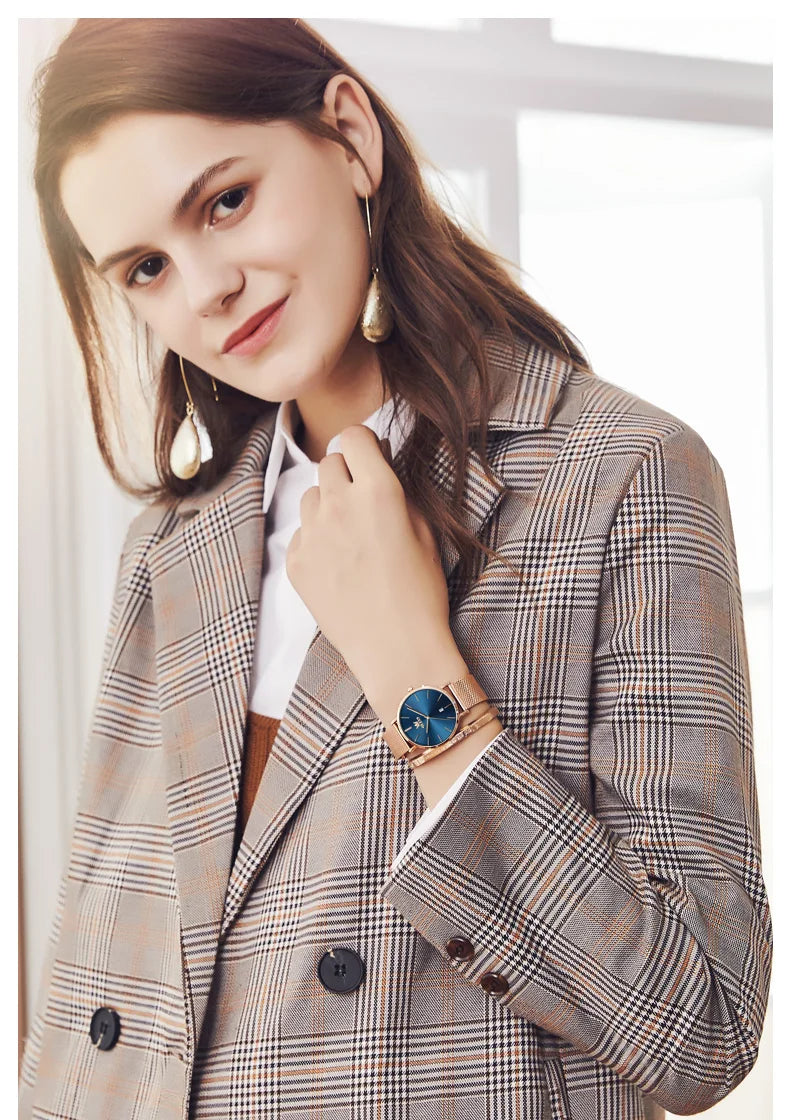 OLEVS 5869 Women Watch Original Brand Simple Mesh Belt Quartz Watch Automatic Date Waterproof Luminous Watches For Women Box