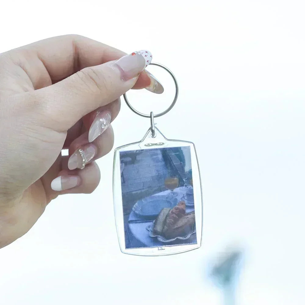 5/50pcs Transparent Rectangle Blank Clear Acrylic Insert Photo Picture Frame Keyring Keychain DIY Split Ring Key Chain 2035