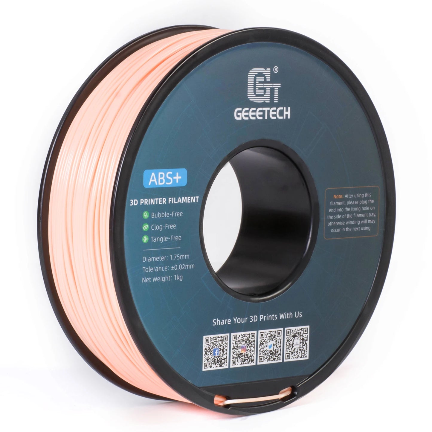 Geeetech  ABS+ 3D Filament 1.75mm 1KG plastic, 3D Printer Material, Tangle-Free, Non-Toxic, Vacuum Packaging