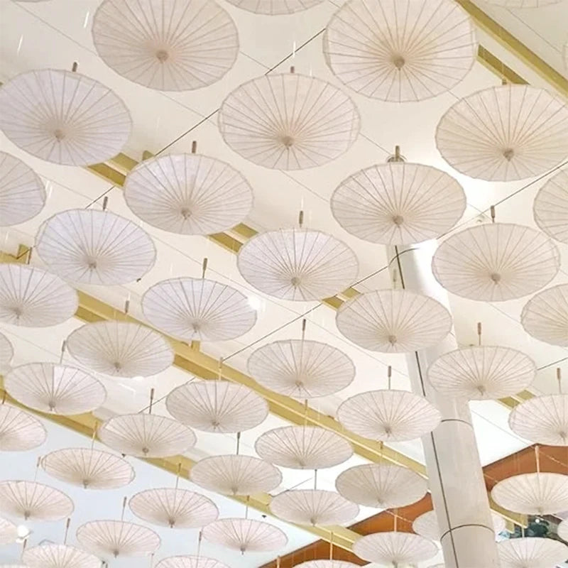 60/84cm Paper Parasol White Chinese Oil Paper Umbrellas Photography Props for Kids DIY Baby Shower Party Bridal Wedding Rustic