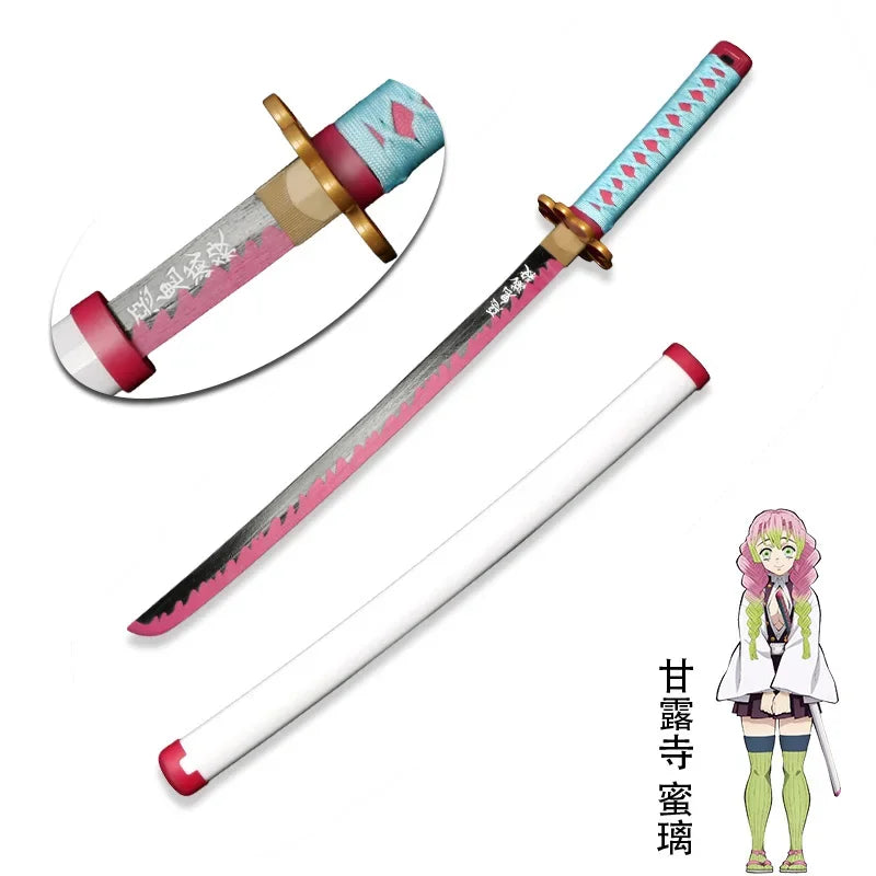 Anime Bamboo Katana 80cm /31.5in  Wooden Sword Cosplay  Props Giyuu Blue Tanjirou Kyoujurou Party Gift