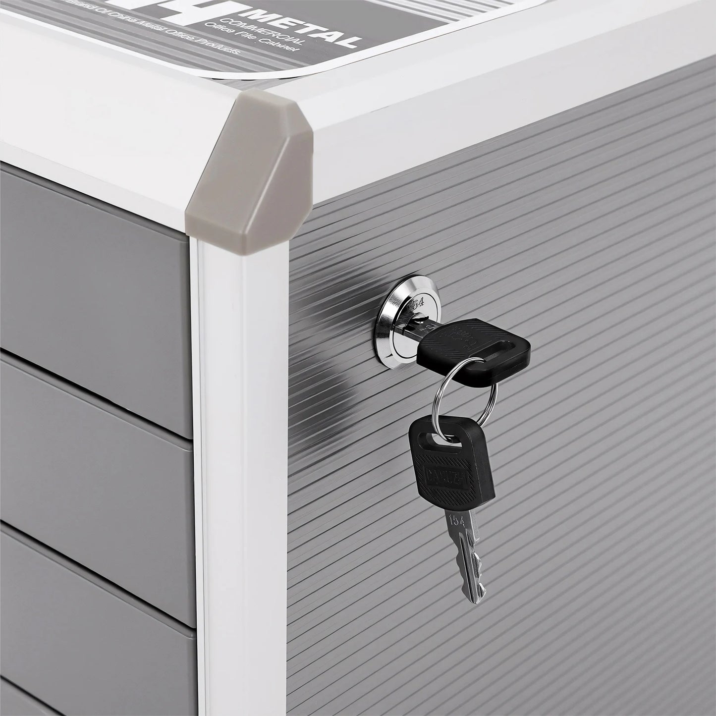 4 Layers Locking Drawer Cabinet Desk Organizer, Home Office Desktop File Storage Box,  Locking Storage Cabinet, Aluminum Alloy