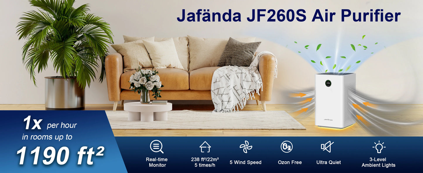 Jafända Air Purifiers for Home Large Room, Smart WiFi and Alexa Control, True HEPA Filter Air Cleaner with Activated Carbon