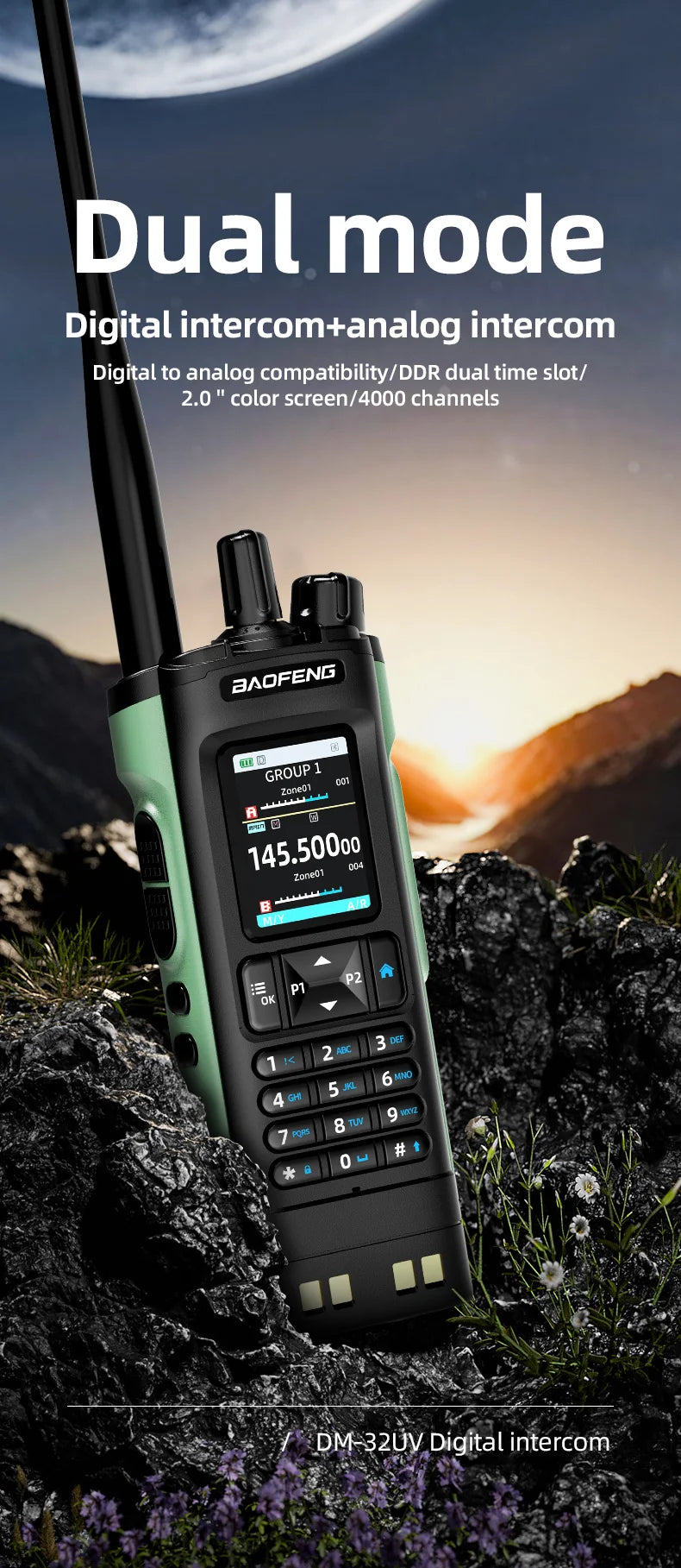 New BAOFENG DM32 Walkie Talkie DMR GPS 10W Programming Multi Band Wireless Copy Frequency Type-C DM-32UV Ham 2 Way Ra