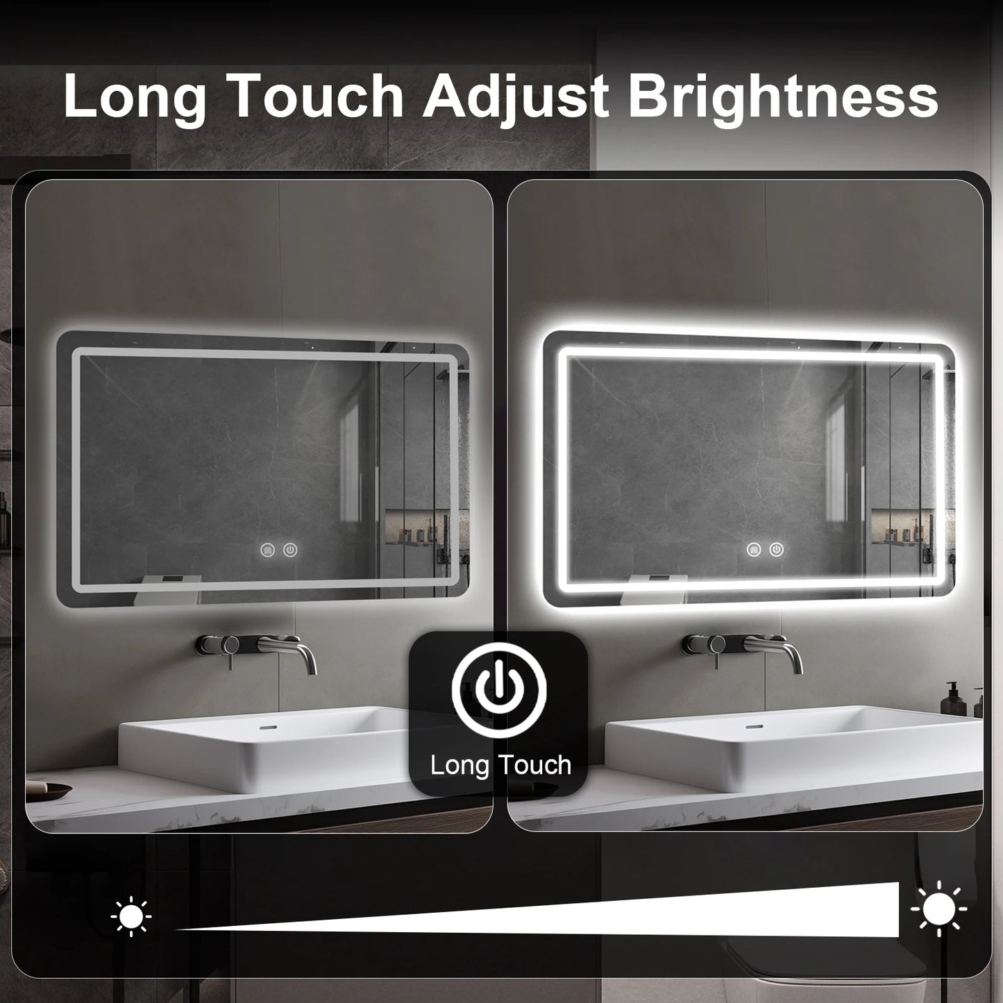 36x24 inch LED Bathroom Mirror Vanity Mirrors with Backlit Lights Fogless Makeup Mirror Wall Mounted with Demister