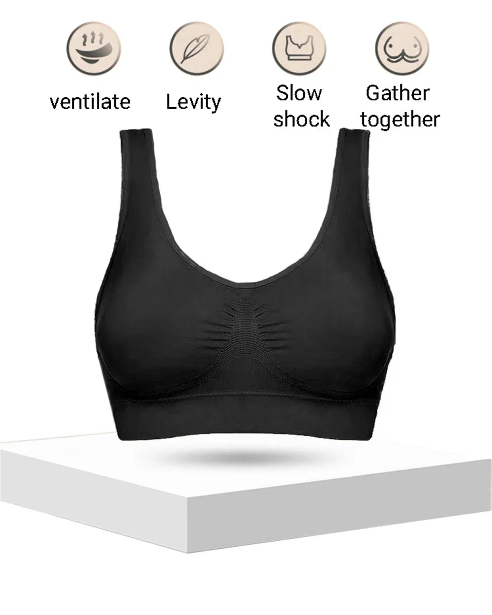 Seamless Bra For Women Crop Top Black Vertical Stripe Breathable Sports Bra Fitness Tube Tops Yoga Underwear Sports Bra