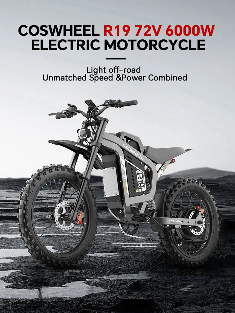 COSWHEEL R19 Electric cycle 72V 40AH Lithium Battery Adult Mountain Ebike 6000W Mountain Electric men's Moped Road E trucks