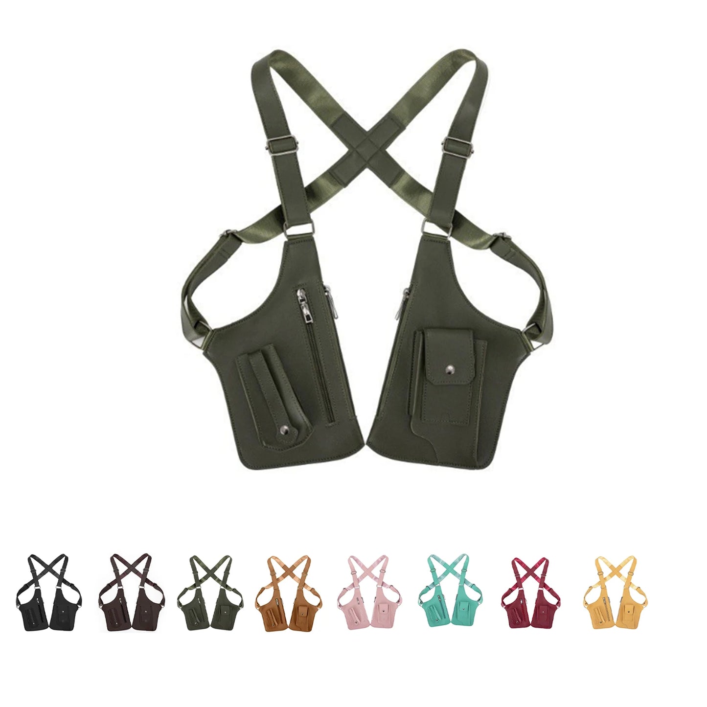 Double Shoulder Armpit Bag, Underarm Shoulder Bag, For Men Holster Bag Pu Leather Underarm Strap Wallet, Waterproof