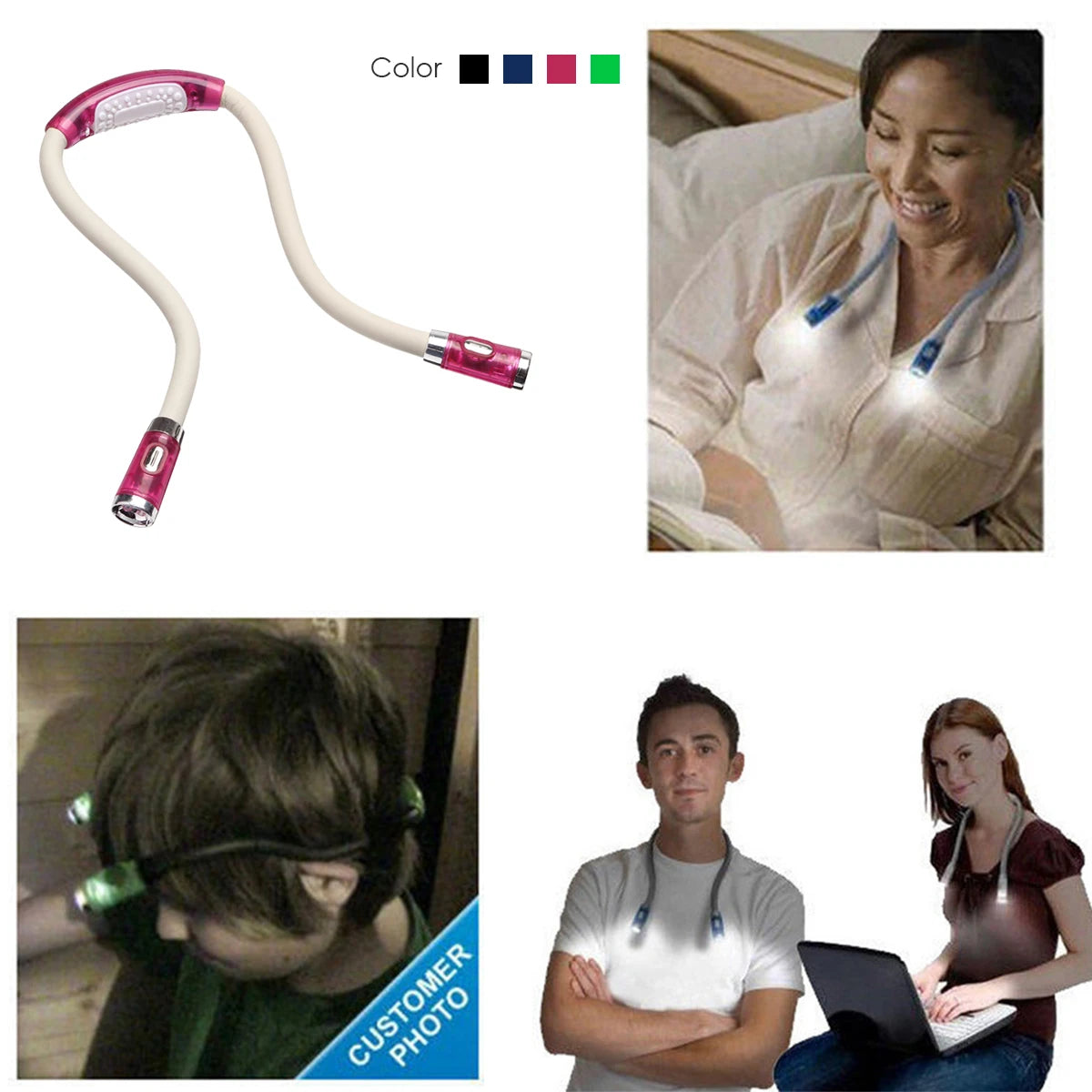 ABS LED Flexible Handsfree Hug Neck Reading Book Light Lamp Torch Flashlight Multifunctional Work Lamp