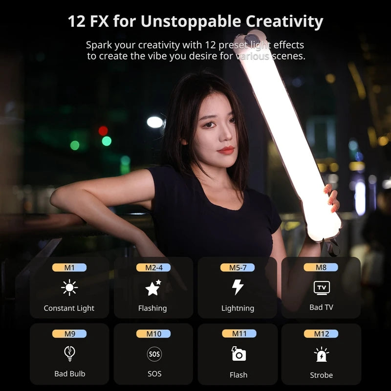 Ulanzi UA12 12W Inflatable Air Tube Light 2700K-6500K Bi-Color Light Wand Pocket Light Stick with Magnetic Mount for Livestream