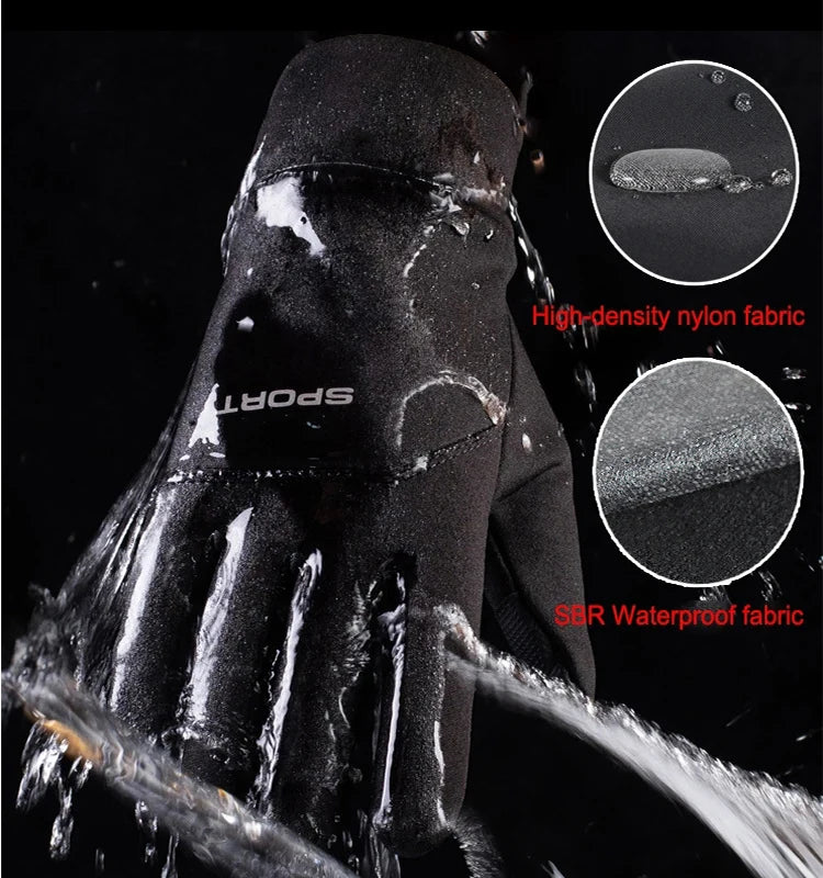 Men Women Winter Warm Gloves Plush Lined Windproof Coldproof Water-resistant Non-slip Touchscreen Gloves for Outdoor Sports