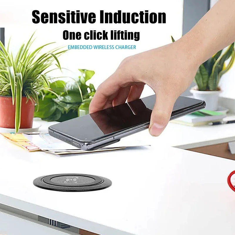 Universal Fast Wireless Charger Desktop Embedded Supports PD30W And USB Wired Charging 5V 3A Furniture Opening Desk Hole HUB
